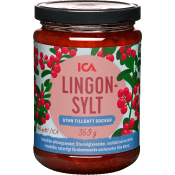 Lingonsylt utan tillsatt socker 360g ICA.