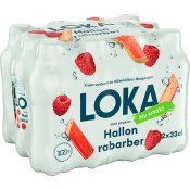 Kolsyrat vatten Hallon rabarber 12p 12x33cl Loka.