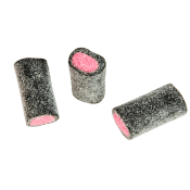 Makulaku Pick and Mix sockrade och fyllda hallonsalmiakrulle 3,5 cm i 3 kg låda, LÖS.