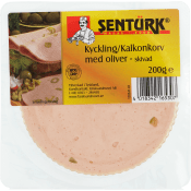 Kyckling Kalkonkorv med oliver skivad 200g Sentürk.