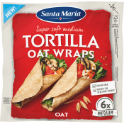 Tortilla Oat Wraps Med 6s Santa Maria.