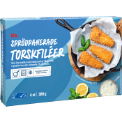 Sprödpanerad torskfilé 4-p Fryst 360g ICA.