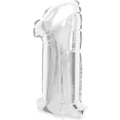 Folieballong Nr 1 Silver 35cm Happy Party.