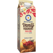 Vaniljyoghurt Hallon 2,5% 1000g Skånemejerier.
