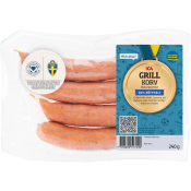 Grillkorv med prästost 83% kötthalt 240g ICA.