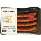 Grillkorv Purjo Sambal 74% Kötthalt 240g Stensåkra.