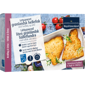 Hälleflundra panerad vitlök och örter 250g Royal Greenland.