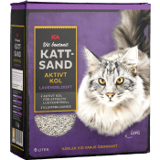Kattsand Vit bentonit Aktivt kol Lavendeldoft 6l ICA.