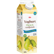 Yoghurt Päron Vanilj 2,5% 1000g ICA.