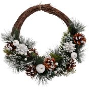 Krans halvdekorerad m snö 33cm 1st Festive.