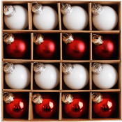 Minikulor av glas 16p röd/vita 3cm Festive.