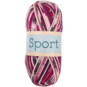 Garn Sport Cerise Grå Ecru 100g Falkgarn.