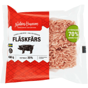 Fläskfärs Fethalt 23% 400g Nyhléns Hugosons.