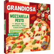 Pizza Mozzarella & pesto stenugnsbakad x-tra allt 350g Grandiosa.