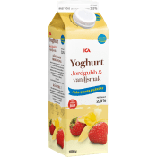 Yoghurt Jordgubb Vanilj 2,5% 1000g ICA.