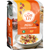 Müsli Tranbär & pumpafrön 750g ICA Gott Liv.