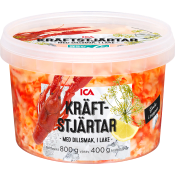Kräftstjärtar med dillsmak i lake 400g ICA.
