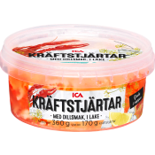 Kräftstjärtar med dillsmak i lake 170g ICA.