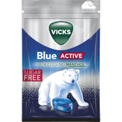Halstablett Blue Active Strong sockerfri 72g Vicks.