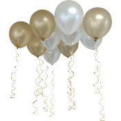 Ballong 10-p m band vit/guld 30cm Festive.