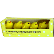 Chenillekyckling m clip 6-p gul 3cm Festive.
