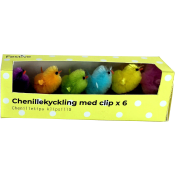 Chenillekyckling m clip 6-p blandade färger 3cm Festive.