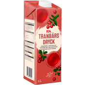 Tranbärsdryck Drickfärdig 1l ICA.