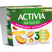 Yoghurt Persika utan tillsatt socker 4-p 125g Activia.