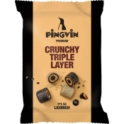 Godispåse Crunchy Triple Layer Lakrits 90g Pingvin.