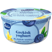 Yoghurt Grekisk Blåbär Vanilj Laktosfri 4,7% 150g Valio.