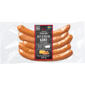 Grillkorv Ost och Bacon Extra Fin 78% Kötthalt 225g ICA.