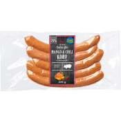 Grillkorv Mango och Chili Extra Fin 78% Kötthalt 225g ICA.