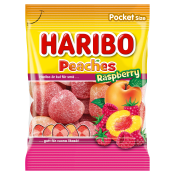 Godis Peaches Raspberry 80g Haribo.