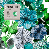 Servett 33cm Fleur grön-vit.
