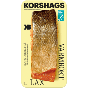 Laxfilé Färsk Varmrökt Dubbel i bit ca 300g Miljömärkt Korshags.