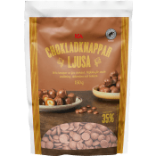 Chokladknappar Ljus Choklad 150g ICA.