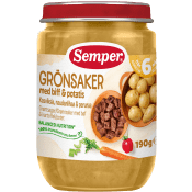 Barnmat Grönsaker med biff 6m 190g Semper.