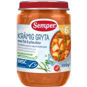 Barnmat Krämig gryta med fisk & gröna bönor 6m 190g Semper.