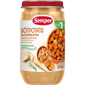 Barnmat Sötpotatis med kyckling & linser 1år 235g Semper.