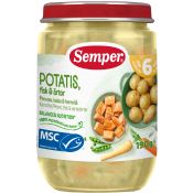 Barnmat Potatis, fisk & ärtor 6m 190g Semper.