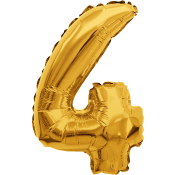 Folieballong Nr 4 Guld Happy Party.