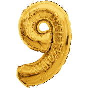 Folieballong Nr 9 Guld Happy Party.