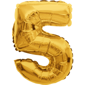 Folieballong Nr 5 Guld Happy Party.