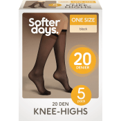 Knästrumpa 20den onesize 5p svart Softer Days.