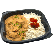 Fläskfilégryta Med Paprika Champinjon & Ris ca 417g Jätten Cater.