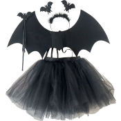 Halloweendräkt svart diadem vingar Festive.