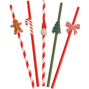 Sugrör Jul blandade motiv 20cm 10-p Festive.