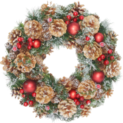 Krans m kottar & röda bär 34cm Festive.