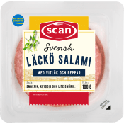 Läckösalami skivad 100g Scan.