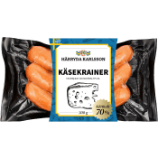 Kryddkorv Käsekrainer med Emmentalerost 70% Kötthalt 300g Härryda Karlsson.